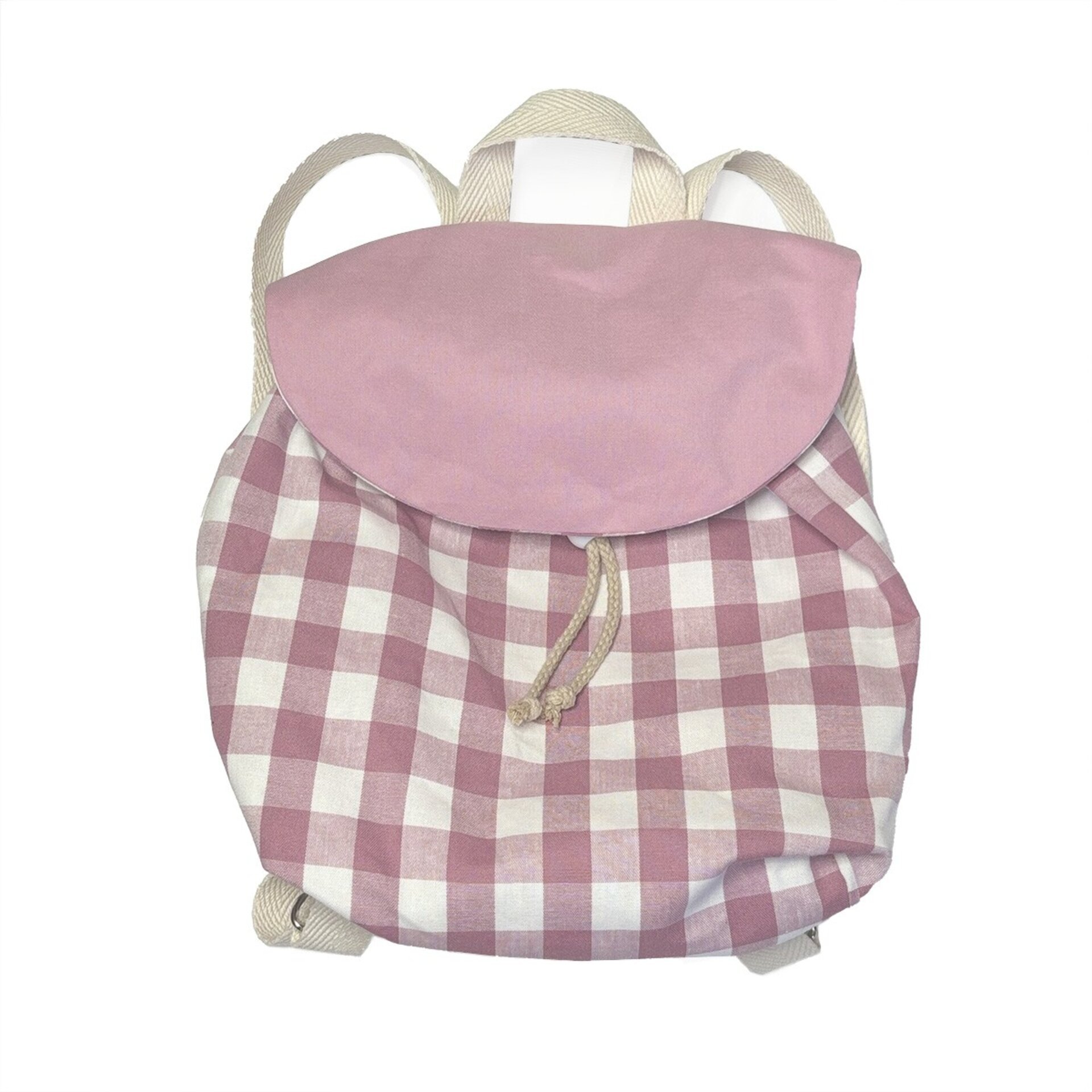 Mochila Vichy Rosa Ohla Hecha a Mano - Diseño Exclusivo y Artesanal - 2